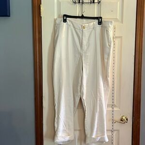 NWT-a new day-17-ivory-slim ankle pants. Folded cuffs, back elastic waistband.
